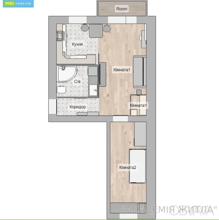 2-комнатная квартира, 45 м.кв.