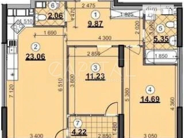 Sale of 2-room apartment 71 sq. m on Dniprovska embankment DNIPROVSKA