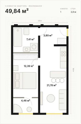 1-room apartment 49.8 m² in ORLAN RESIDENTS residential complex — no commission