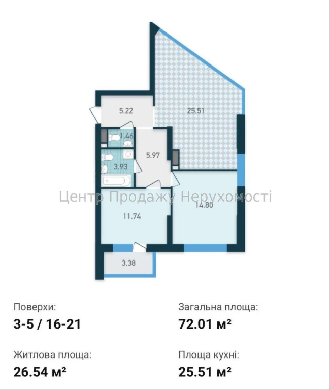 Продаж 2-кімн. квартири 71 м², 5/21 эт, ЖК Genesis, Київ – в