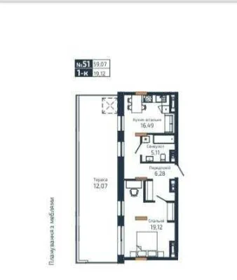 Продаж 1-кімнатної квартири  з терасою в ЖК N69 Residents по