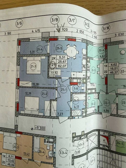 Продаж 2 кімнатної квартири 62,07 м2 4 поверх з 8 в ЖК Parus