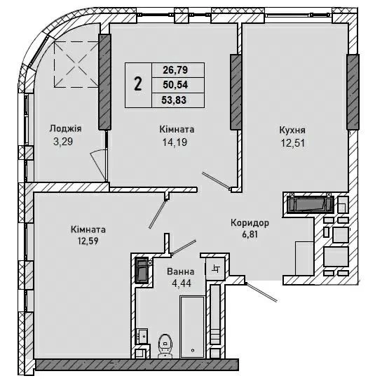 Продаж 2-кім квартира 54 м² 10/16ц вул.Миколайчука 70.000$