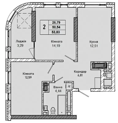 Продаж 2-кім квартира 54 м² 10/16ц вул.Миколайчука 70.000$