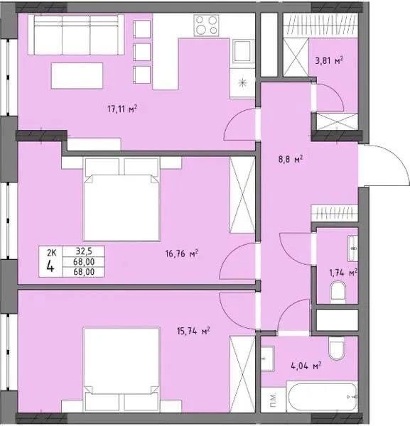 Продаж 2-к квартири ( АПАРТАМЕНТИ) Трускавецька, 48-Пулюя. З