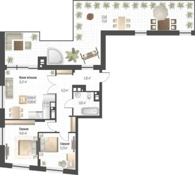 Продаж 2 кім. квартири SOUL PARK вул П. Орлика 83.04 кв.м