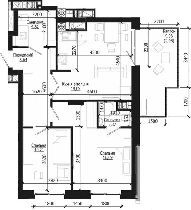 Продаж 2 кім. квартири SOUL PARK вул П. Орлика 64.16 кв.м