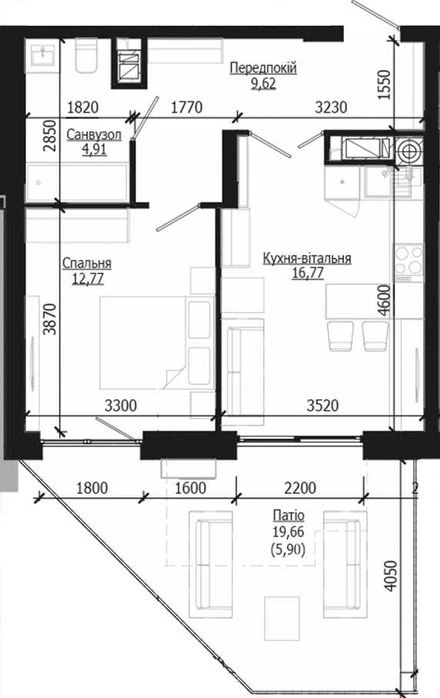 Продаж 1 кім. квартири SOUL PARK вул П. Орлика 49.97 кв.м Бе