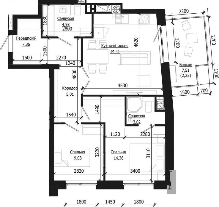 Продаж 2 кім. квартири SOUL PARK вул П. Орлика 65.42 кв.м
