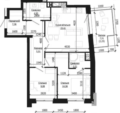 Продаж 2 кім. квартири SOUL PARK вул П. Орлика 65.42 кв.м