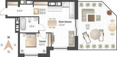 Продаж 1 кім. квартири SOUL PARK вул П. Орлика 53.14 кв.м