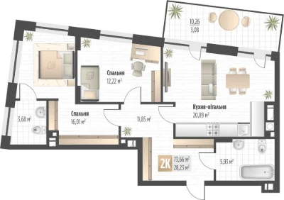 Продаж 2 кім. квартири SOUL PARK вул П. Орлика 73.6 кв.м Без