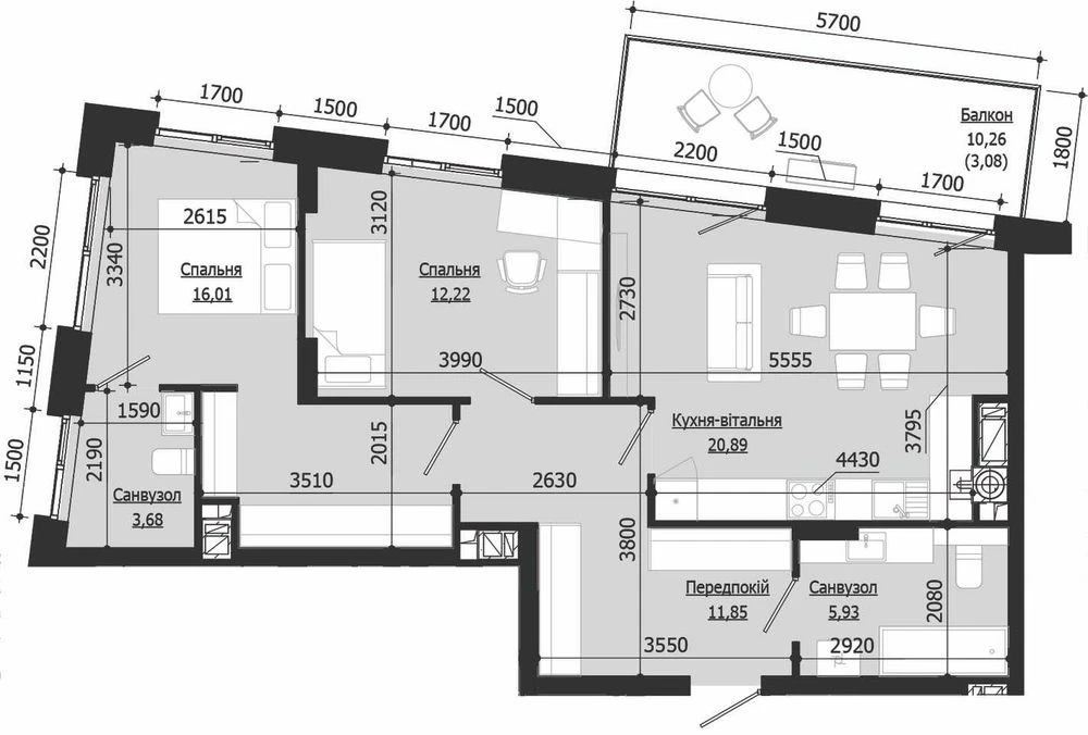 Продаж 2 кім. квартири SOUL PARK вул П. Орлика 73.6 кв.м Без