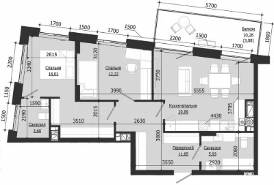 Продаж 2 кім. квартири SOUL PARK вул П. Орлика 73.6 кв.м Без