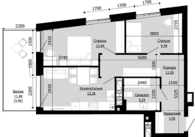 Продаж 2 кім. квартири SOUL PARK вул П. Орлика 60.29кв.м