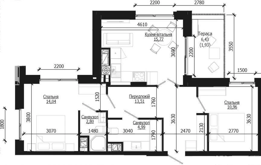 Продаж 2 кім. квартири SOUL PARK вул П. Орлика 64 кв.м