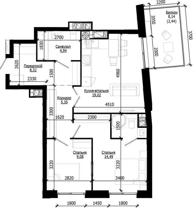 Продаж 2 кім. квартири SOUL PARK вул П. Орлика 66.46 кв.м