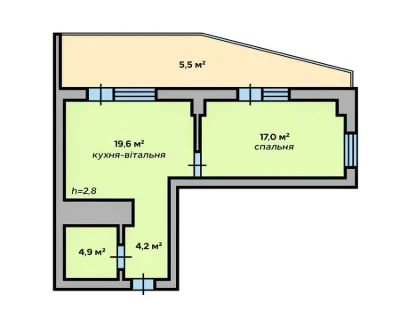 1-кімнатна квартира 51 м² у новобудові — без комісії, ЖК Hol