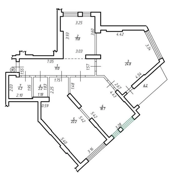3-кімнатна квартира з панорамним видом, площа 96,8м², ЖК Com