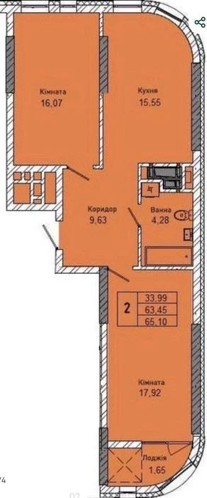 Продаж 2-кім.  квартири 65 м вул. Миколайчука, 38 Галжитлобу