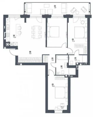 Продаж 3-кім квартири біля парку у ЖК S78 113 м²преміум-клас