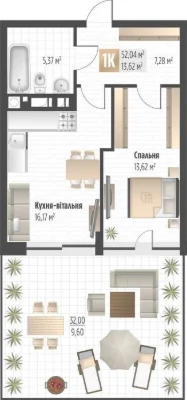 Продаж 1 кім. квартири SOUL PARK вул П. Орлика 52.04 кв.м