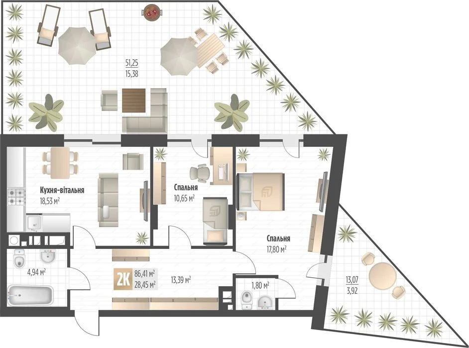 Продаж 2 кім. квартири SOUL PARK вул П. Орлика 86.41 кв.м