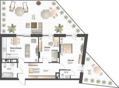 Продаж 2 кім. квартири SOUL PARK вул П. Орлика 86.41 кв.м
