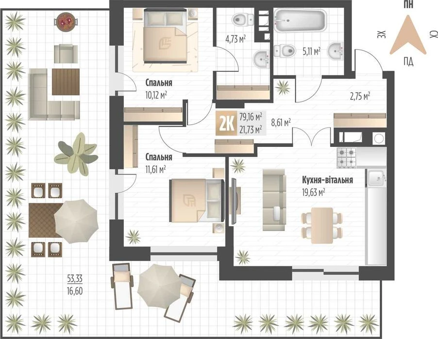 Продаж 2 кім. квартири SOUL PARK вул П. Орлика 79.16 кв.м