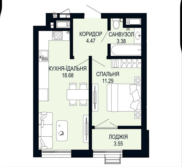 ВІД ВЛАСНИКА. Продаж 1к квартири в ЖК Viking Hills, 41,9кв.