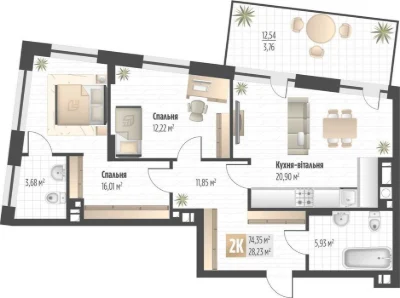 Продаж 2 кім. квартири SOUL PARK вул П. Орлика 74.35 кв.м
