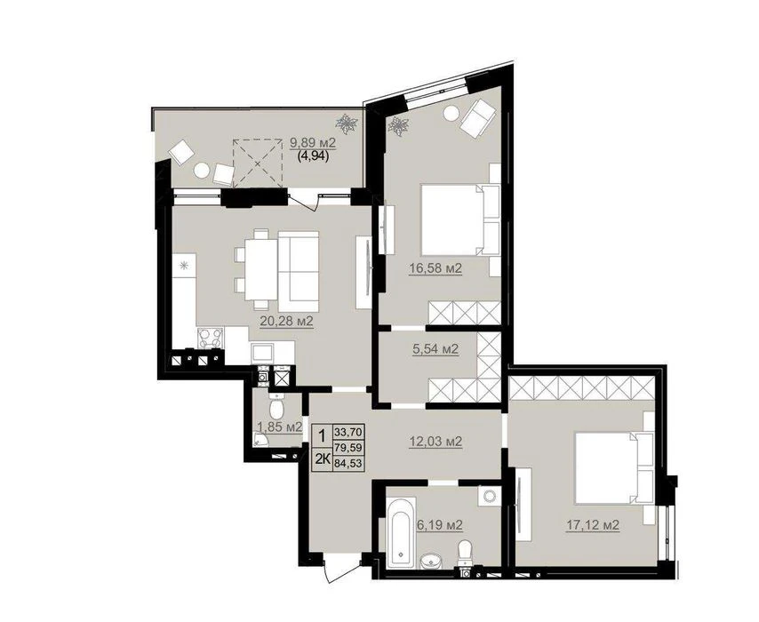 Продаж великої 2 кім квартири 85м² у Еліт ЖК D2(Хімінчна)БЕЗ