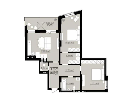 Продаж великої 2 кім квартири 85м² у Еліт ЖК D2(Хімінчна)БЕЗ