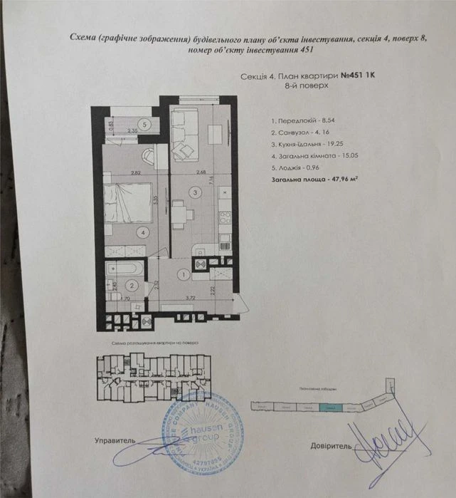 Продаж 1 кімнатна квартира 49кв + комора на парковці у ЖК Па
