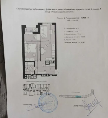 Продаж 1 кімнатна квартира 49кв + комора на парковці у ЖК Па
