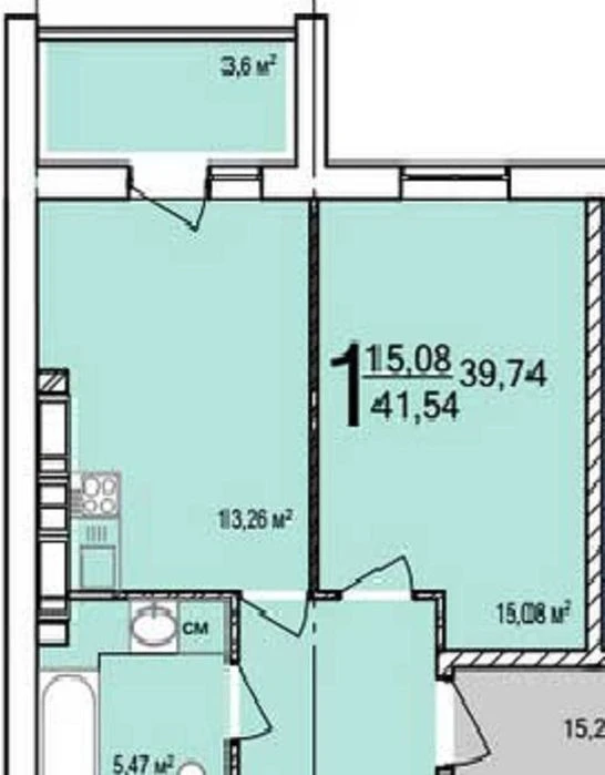 Selling a REAL 1-room apartment of 42 sq. m in the PTichka residential complex. Documents