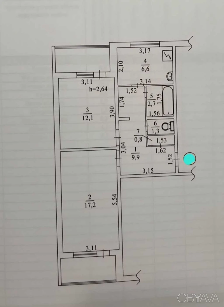 2-комнатная квартира, 58.80 кв.м