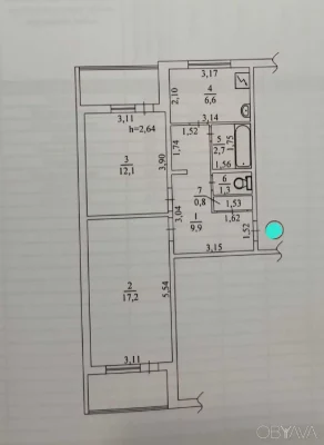 2-комнатная квартира, 58.80 кв.м