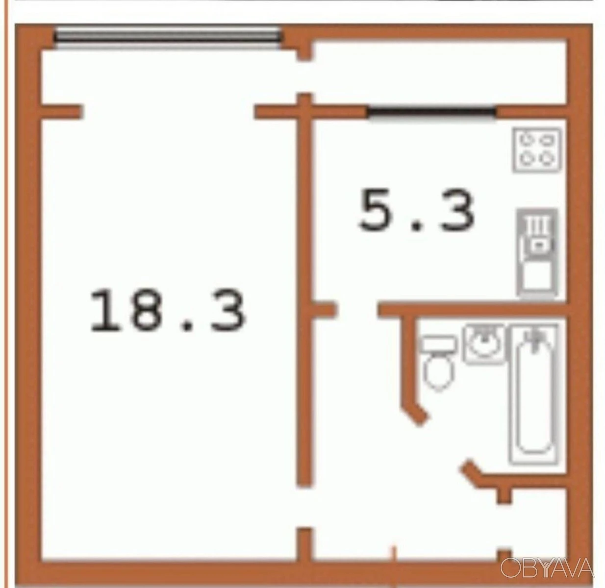 1-комнатная квартира, 33 кв.м