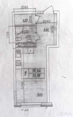 1-комнатная квартира, 31 кв.м