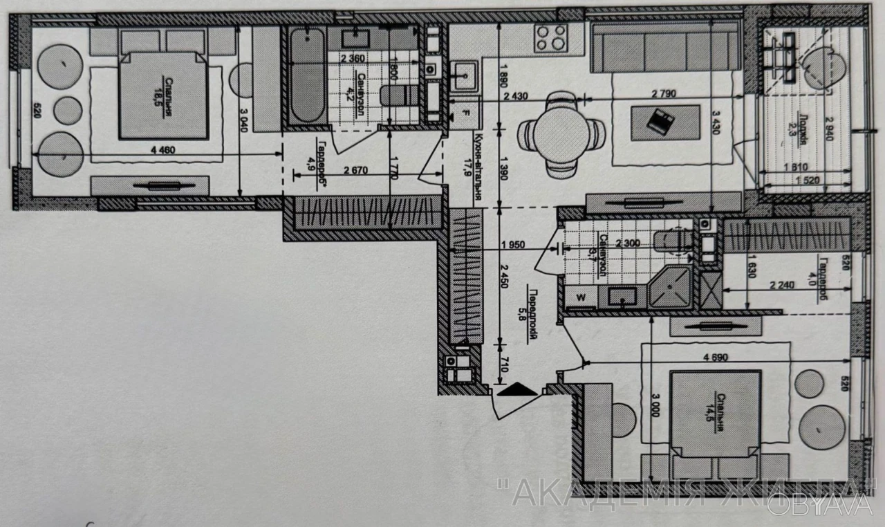 2-комнатная квартира, 71 м.кв.