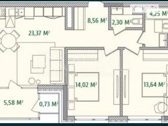 Sale of 2-room apartment 72 sq. m. on Naberezhno-Khreshchatytska Street 21