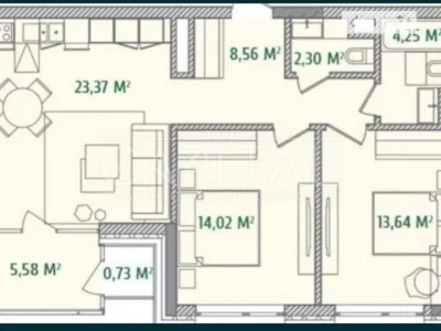Sale of 2-room apartment 72 sq. m. on Naberezhno-Khreshchatytska Street 21