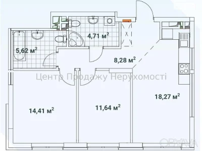 2-комнатная квартира, 63 м.кв.