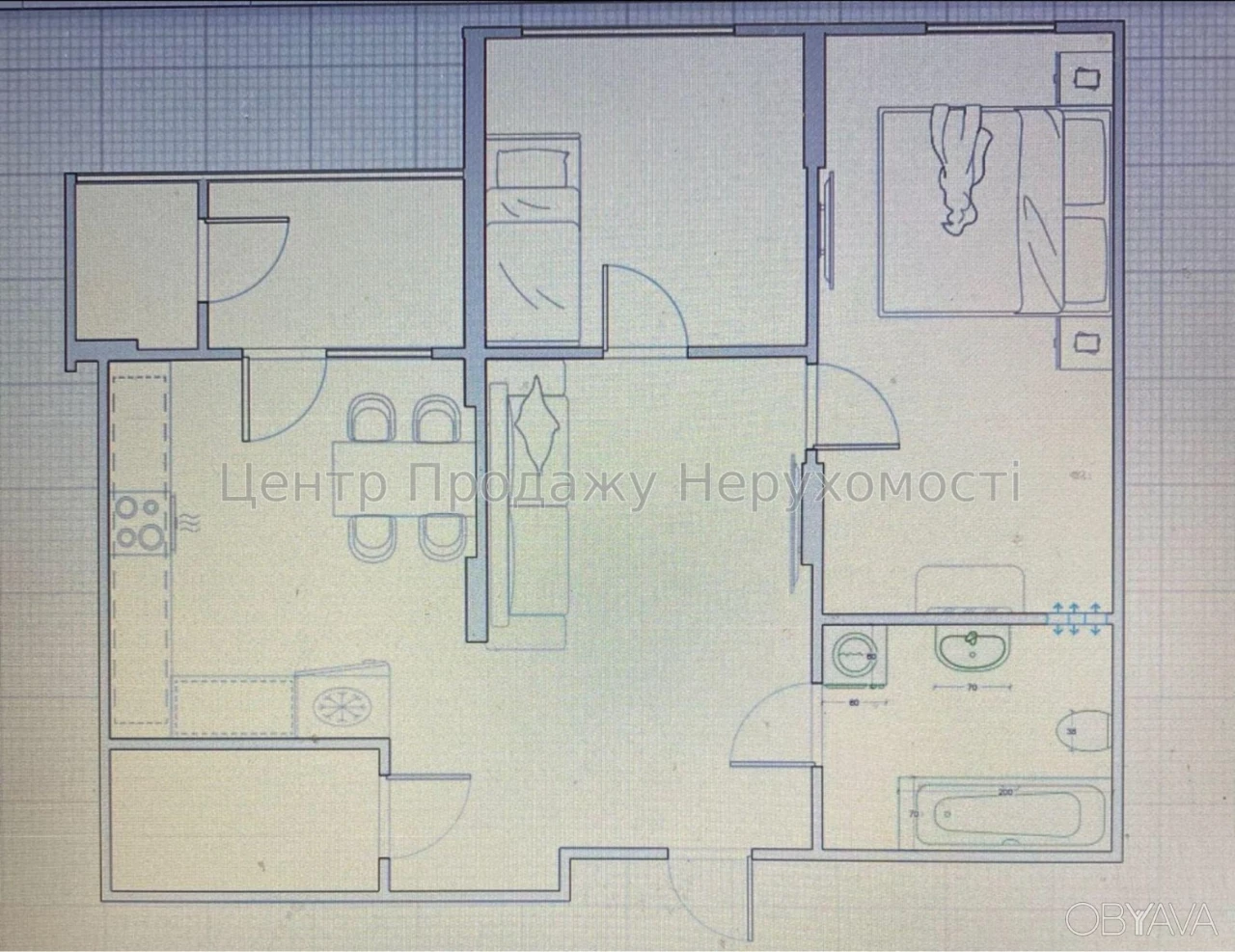 3-комнатная квартира, 72 м.кв.
