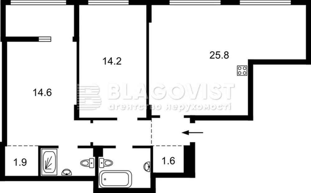 Продаж 2 кім квартири, ЖК Файна Таун, Салютна 2/6