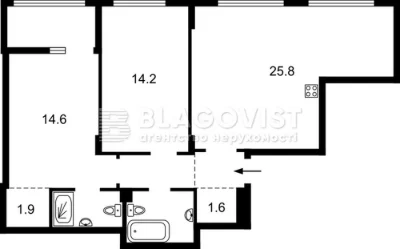 Продаж 2 кім квартири, ЖК Файна Таун, Салютна 2/6