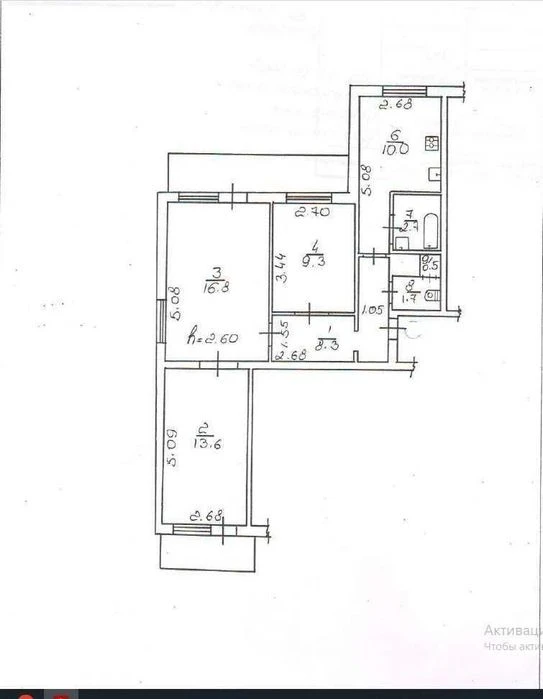 Продам 3к квартиру, 66кв.м, 7/9 пов, на Мотелі