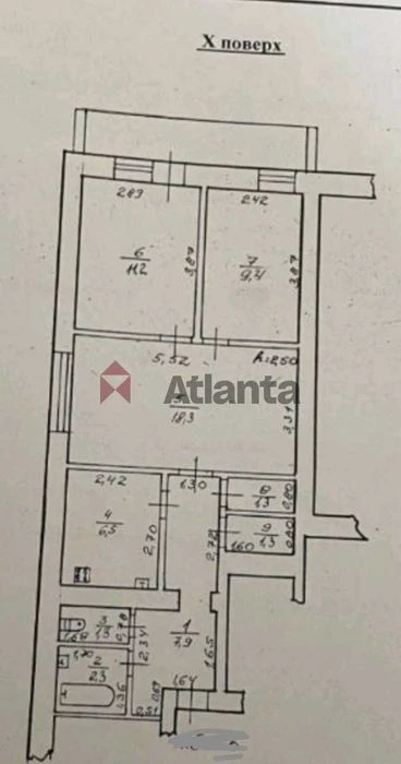 Ул.Канатная 3-комнатная квартира 62.6 м² с газом в кирпичном