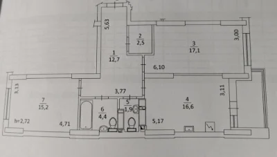 Продам 2-х комнатную Квартиру 76м. кв. ЖК ДНІПРОВСЬКА МРІЯ.